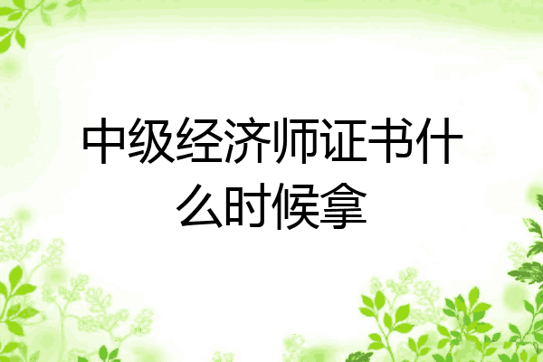 中级经济师证书什么时候拿