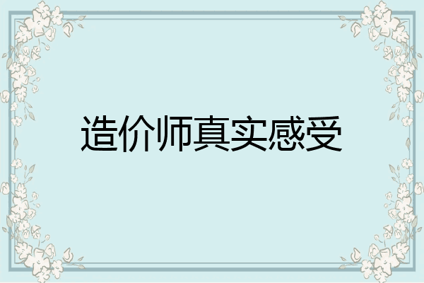 造价师真实感受
