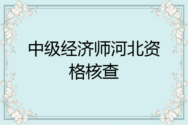 中级经济师河北资格核查
