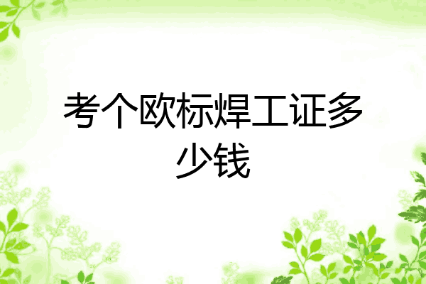 考个欧标焊工证多少钱