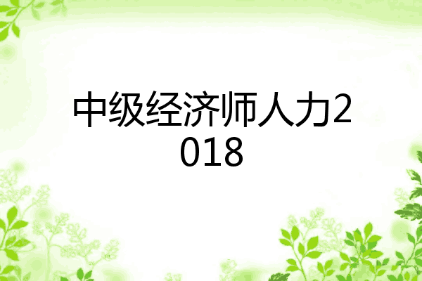 中级经济师人力2018