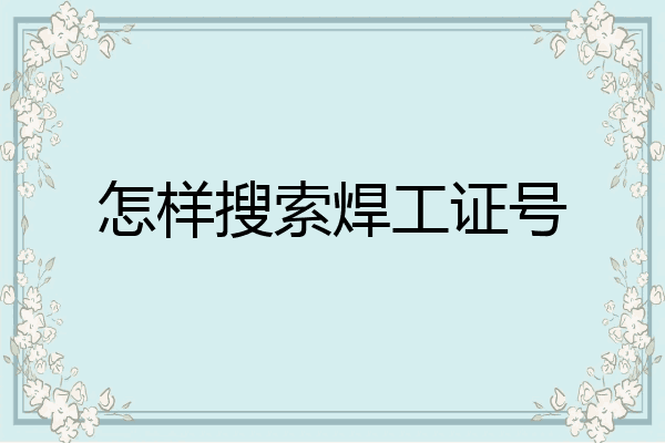 怎样搜索焊工证号