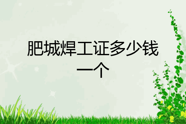 肥城焊工证多少钱一个
