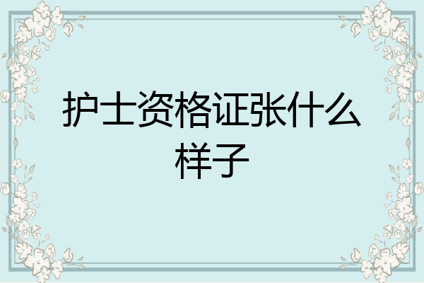 护士资格证张什么样子