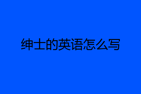 绅士的英语怎么写