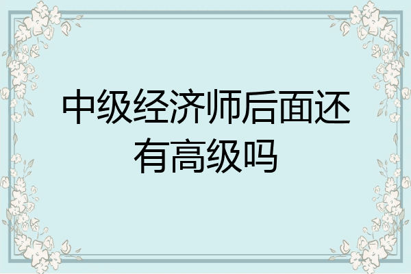 中级经济师后面还有高级吗