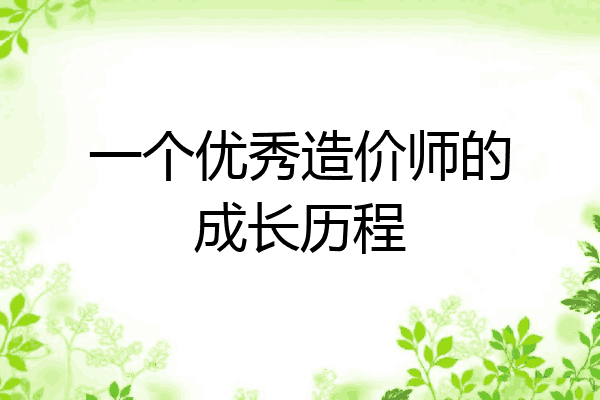 一个优秀造价师的成长历程