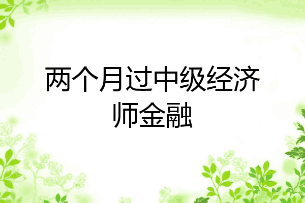 两个月过中级经济师金融