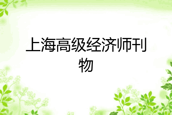 上海高级经济师刊物