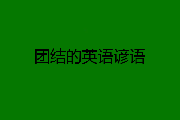 团结的英语谚语