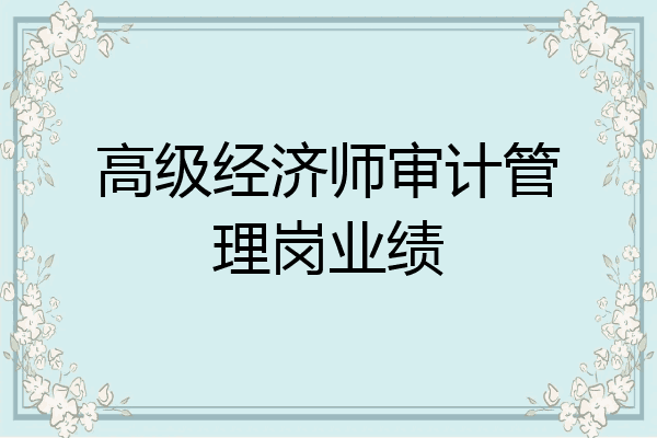 高级经济师审计管理岗业绩