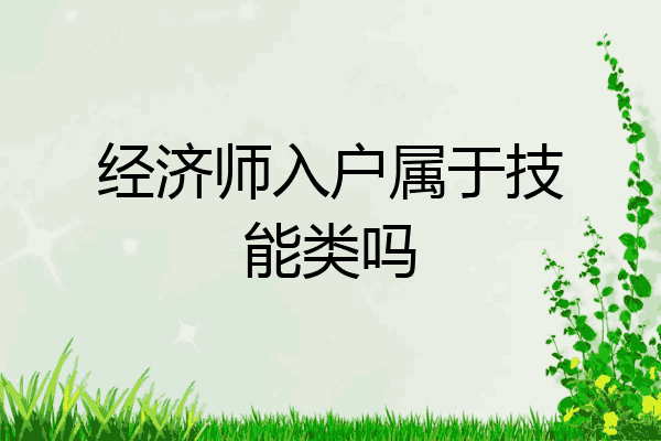 经济师入户属于技能类吗