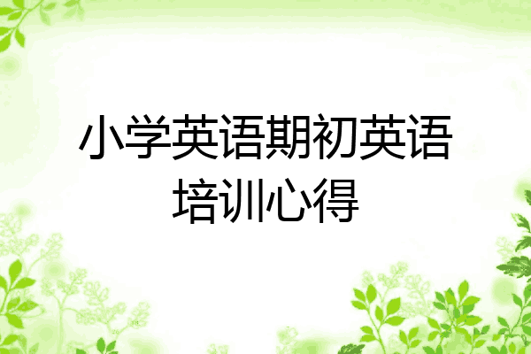 小学英语期初英语培训心得