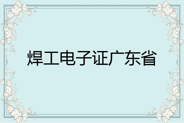 焊工电子证广东省