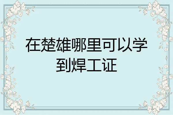 在楚雄哪里可以学到焊工证