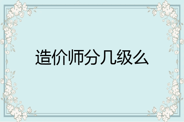 造价师分几级么