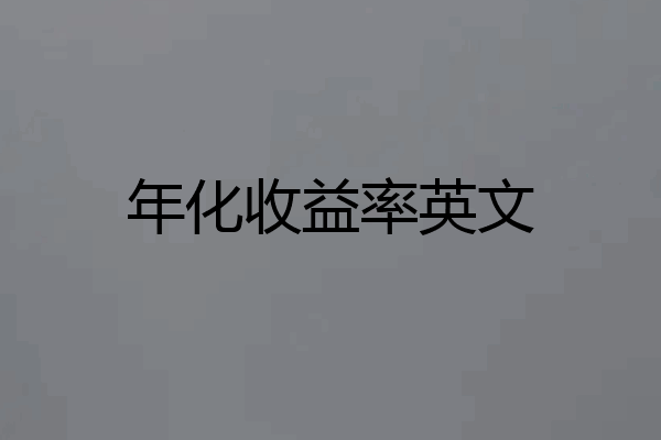 年化收益率英文