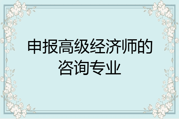 申报高级经济师的咨询专业