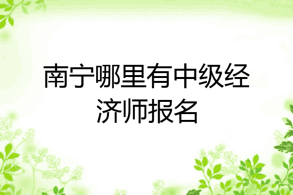 南宁哪里有中级经济师报名