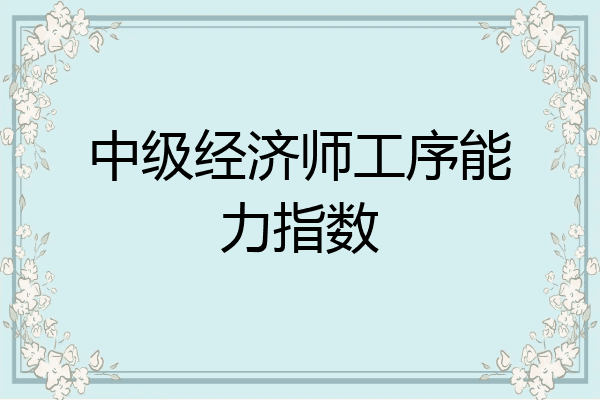 中级经济师工序能力指数
