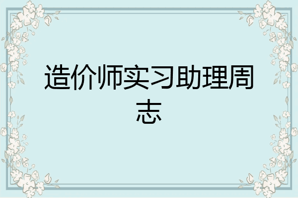 造价师实习助理周志