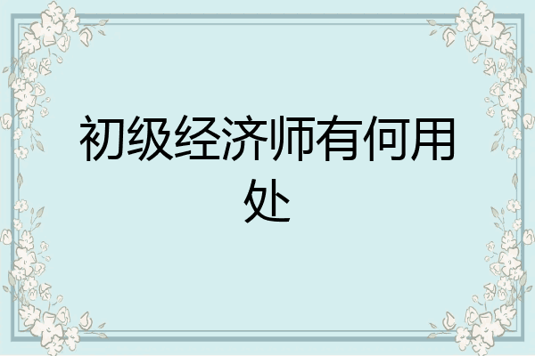 初级经济师有何用处