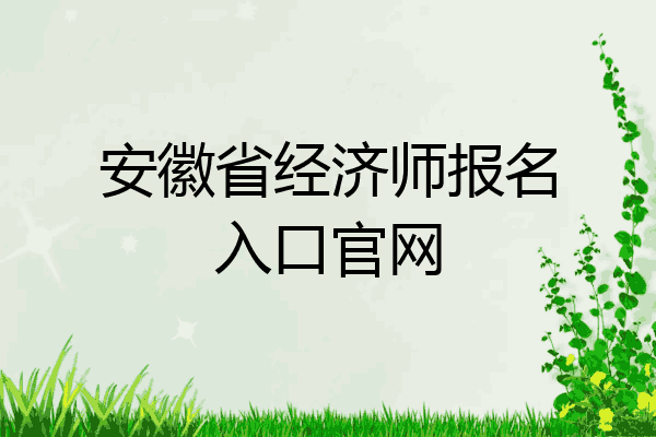 安徽省经济师报名入口官网