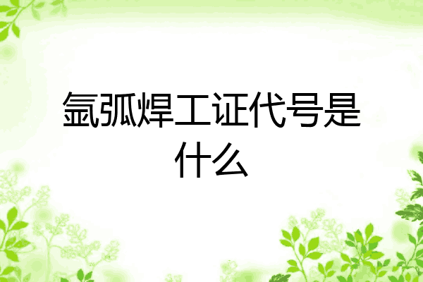 氩弧焊工证代号是什么