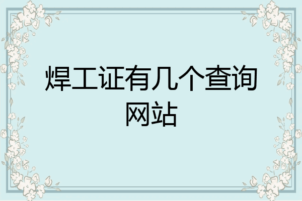 焊工证有几个查询网站