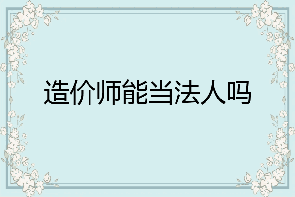 造价师能当法人吗