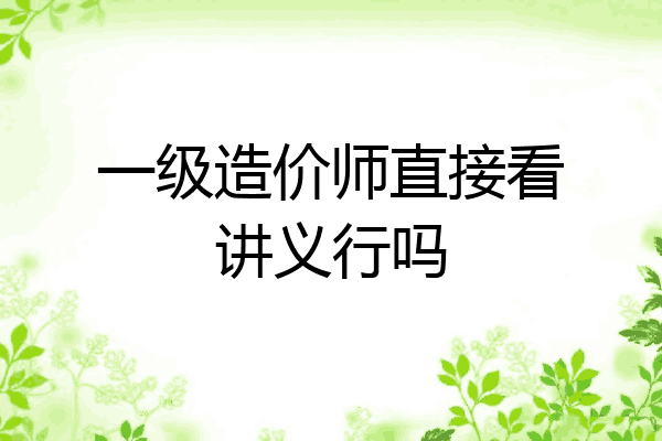 一级造价师直接看讲义行吗