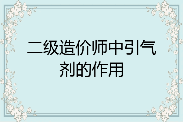 二级造价师中引气剂的作用