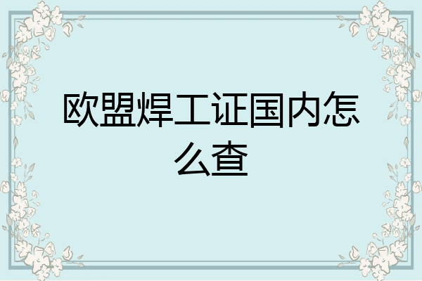 欧盟焊工证国内怎么查