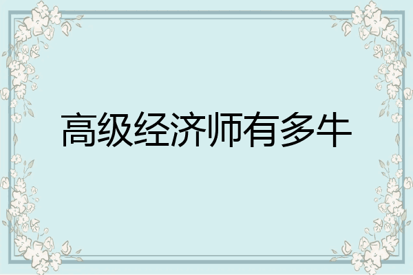 高级经济师有多牛
