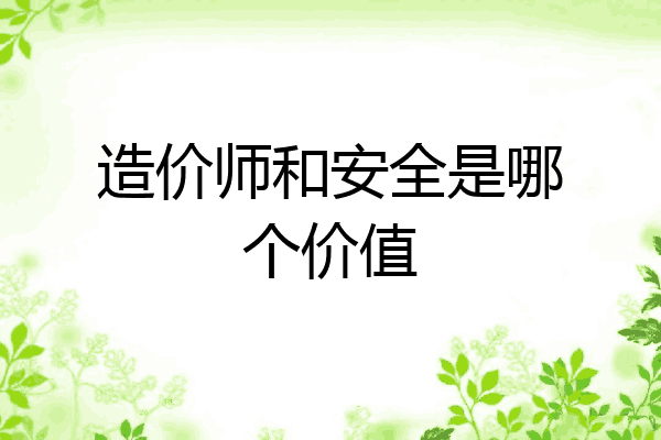 造价师和安全是哪个价值
