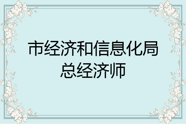 市经济和信息化局总经济师