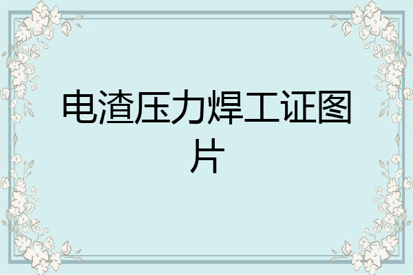 电渣压力焊工证图片
