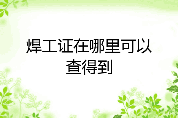 焊工证在哪里可以查得到