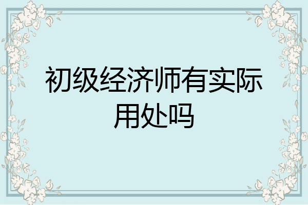 初级经济师有实际用处吗