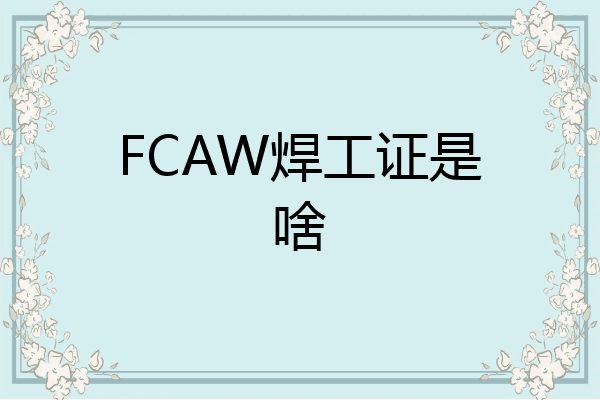 FCAW焊工证是啥