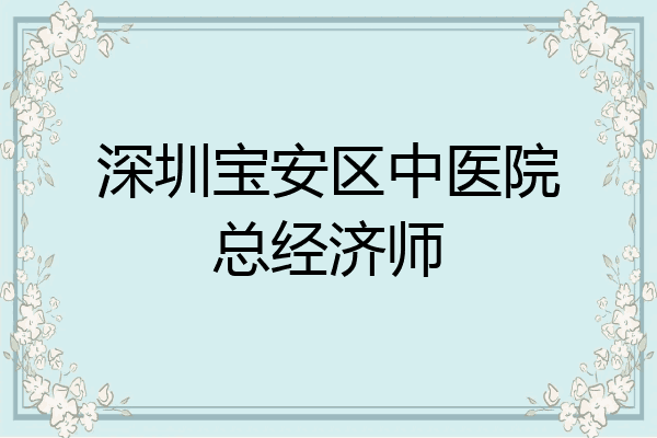 深圳宝安区中医院总经济师