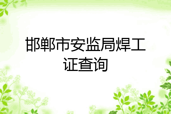 邯郸市安监局焊工证查询