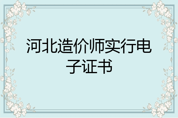 河北造价师实行电子证书