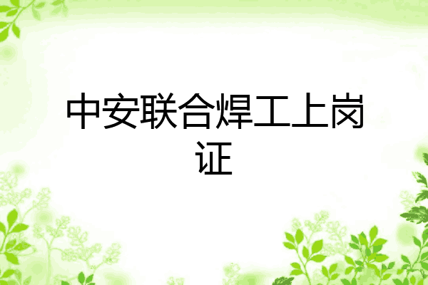 中安联合焊工上岗证
