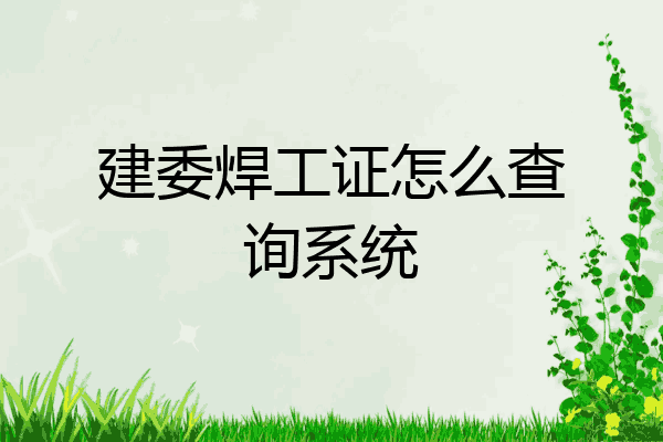 建委焊工证怎么查询系统