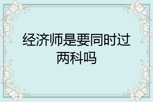 经济师是要同时过两科吗
