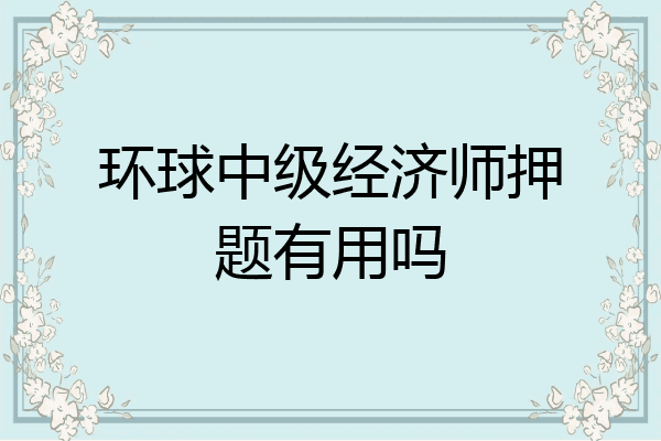 环球中级经济师押题有用吗