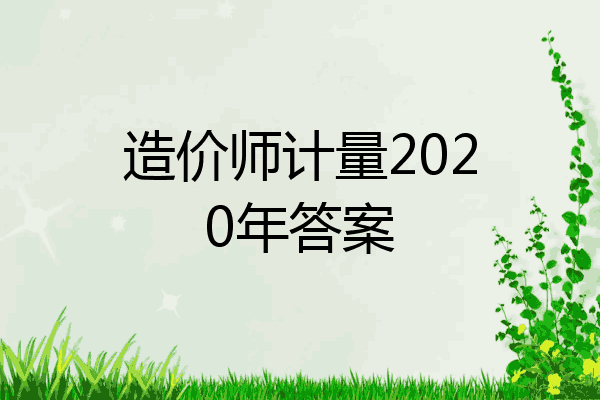 造价师计量2020年答案