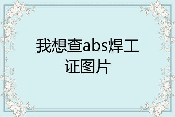 我想查abs焊工证图片
