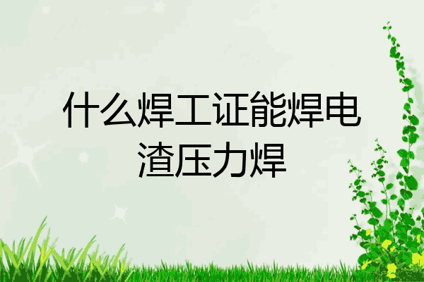 什么焊工证能焊电渣压力焊